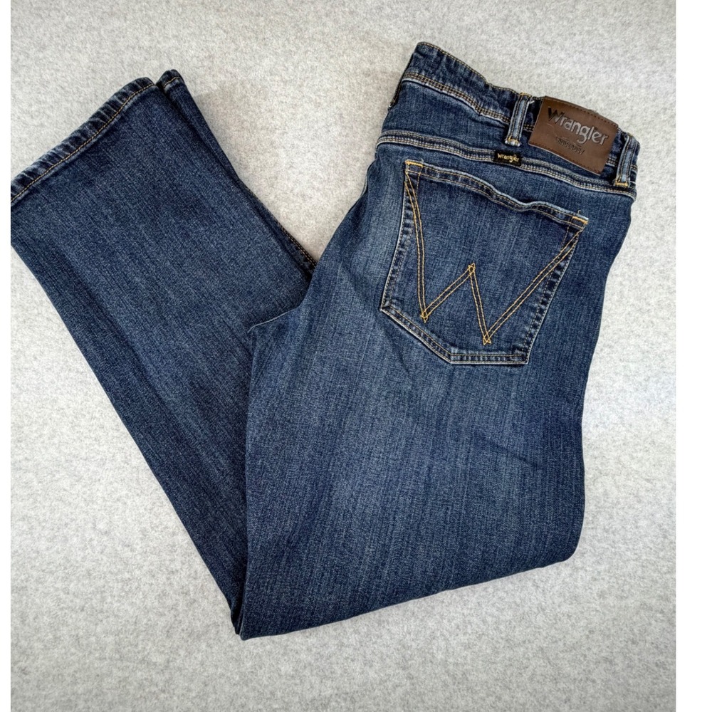 Wrangler Regular Fit Mens Jeans‎ Dark Wash Blue Straight Leg 34x29 1796601